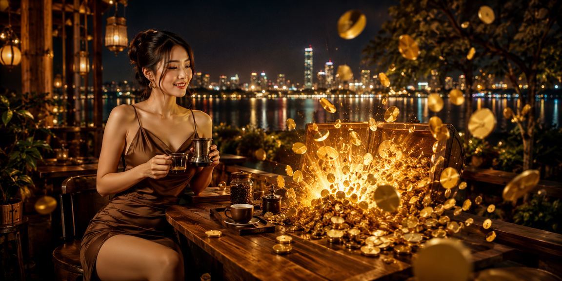 Bàn cà phê Hà Nội với điện thoại mở trang hỗ trợ cá cược trực tuyến